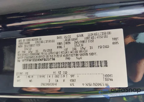 2022 Ford F-150 Xlt from USA, damaged, VIN 1FTFW1EDXNFB23738